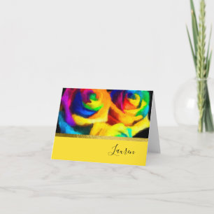 Thank You Card Painted Rainbow Rosees