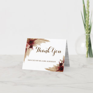 Thank You Card Pampas Grass Wedding Bridal