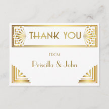 Thank You Card,Photo Back,Great Gatsby,white gold