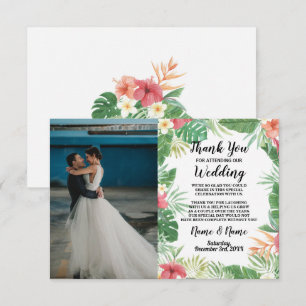 Thank You Card Photo Floral Tropical Aloha Luau