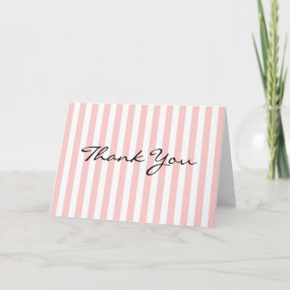 Thank You Card Pink and White Stripe Custom