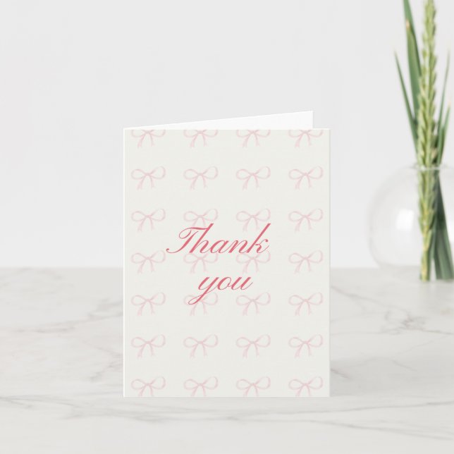 Thank You Card - Pink Bows (Front)