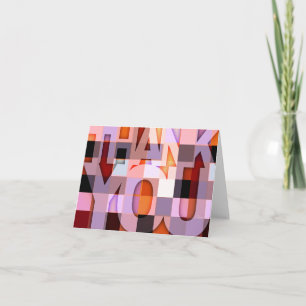 Thank You Card Pink Purple Pixelate Mosaic