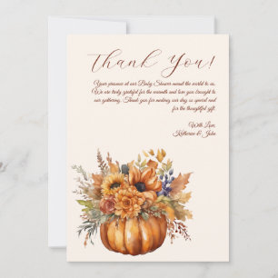Thank You Card-Pumpkin with Flowers- Invitation