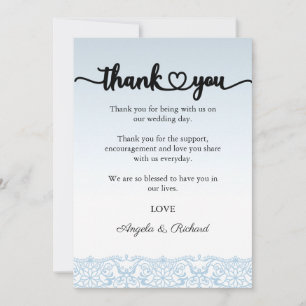 Thank You Card, Script Thank You Card, Lace Card