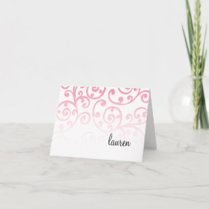 Thank You Card Scroll Pattern Pink