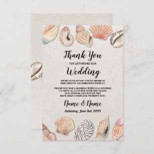 Thank You Card Shells Ocean Beach Wedding