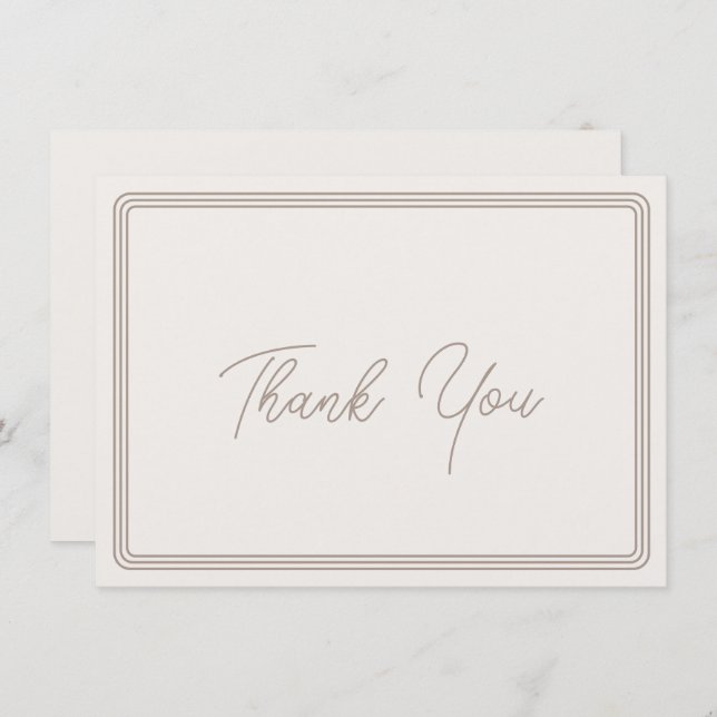 Thank You Card Simple Brown Beige Border  (Front/Back)