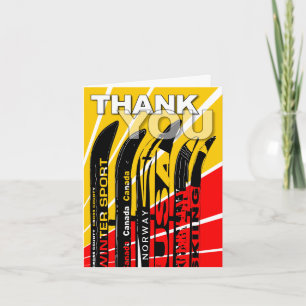 Thank You Card Ski Snow Blade Tall
