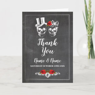 Thank You Card Skulls Wedding Halloween Rustic