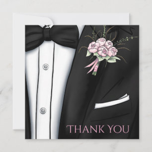 Thank You Card - Sophisticated Groom's Boutonniere
