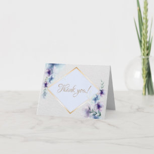 Thank You Card Watercolor Blue Violet Floral