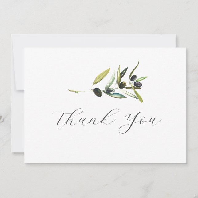 Thank You Card Watercolor Olive Branch (Front)