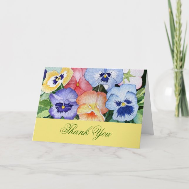 Thank You Card Watercolor Pansies II (Front)
