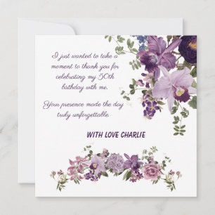 Thank You Card Watercolor Vintage Floral