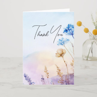 Thank you card, watercolour flowers card