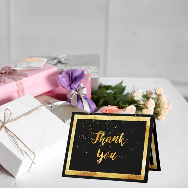 Thank you card wedding black gold confetti (Creator Uploaded)