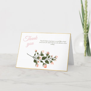 Thank You Card Wedding Pink Floral Thank You Card