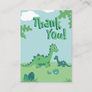Thank you card with cute dinosaur mummy and kid.