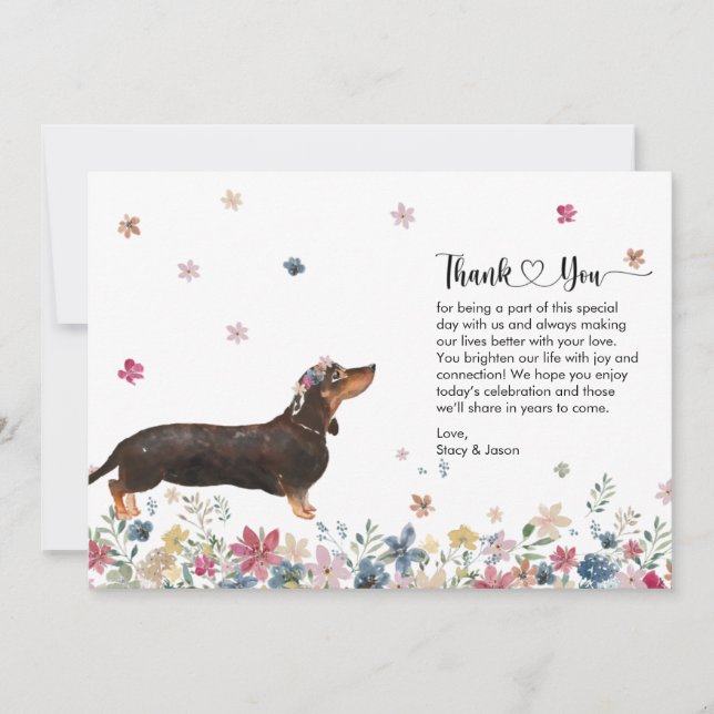 Thank You Card with Dachshund Dog (Front)
