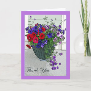 Thank You Card with Flower Arrangement, Petunias