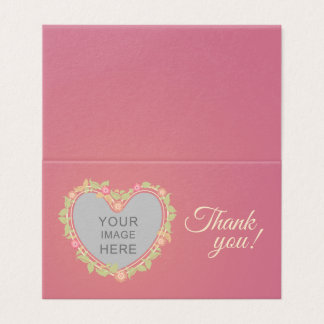 Thank you card with heart-shaped floral frame