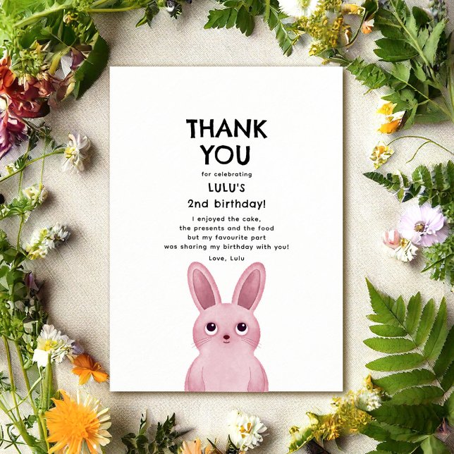 Thank you card with pink bunny (Creator Uploaded)
