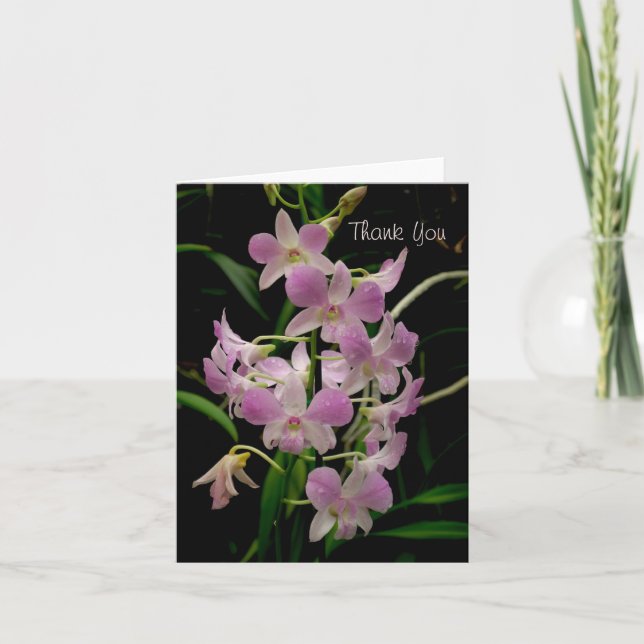 Thank You card with pink orchids (Front)