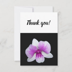 Thank you card with purple and white orchid