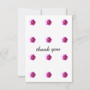 thank you card with purple flowers