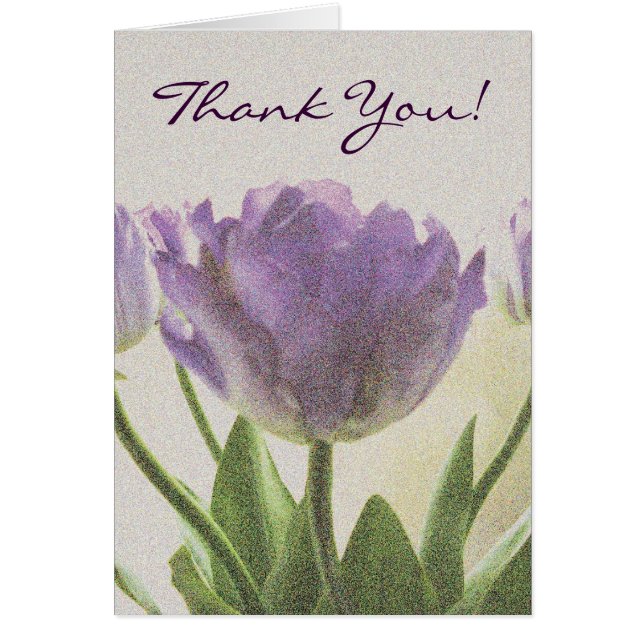 Thank you card with purple tulip flowers (Front)