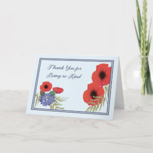Thank You Card with Red Flowers