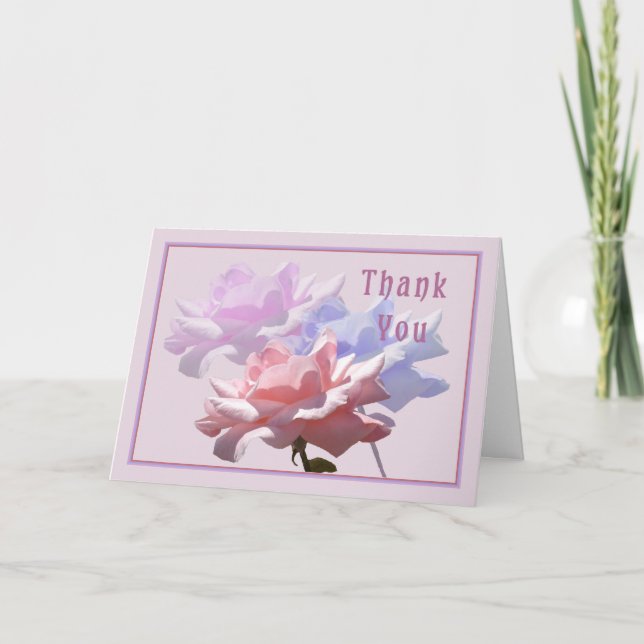 Thank You Card with Three Designer Roses (Front)