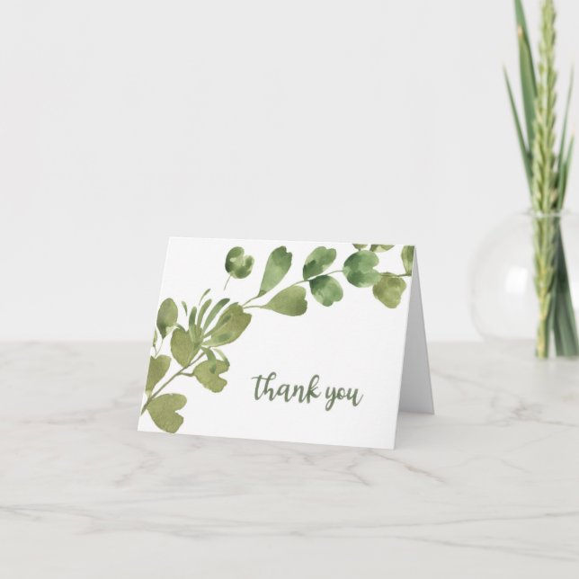 Thank You Card with Watercolor Geranium Leaves (Front)