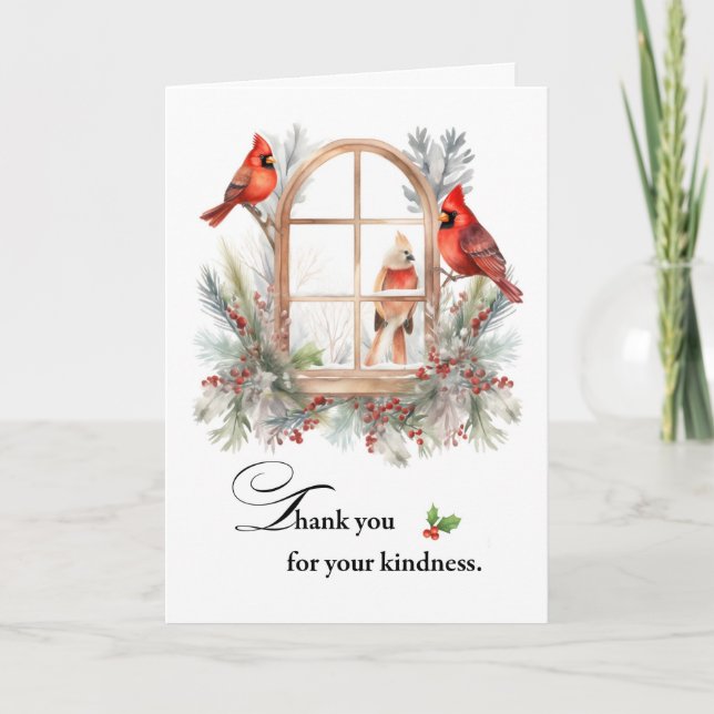 Thank You Cardinal Birds in Winter Window Card (Front)
