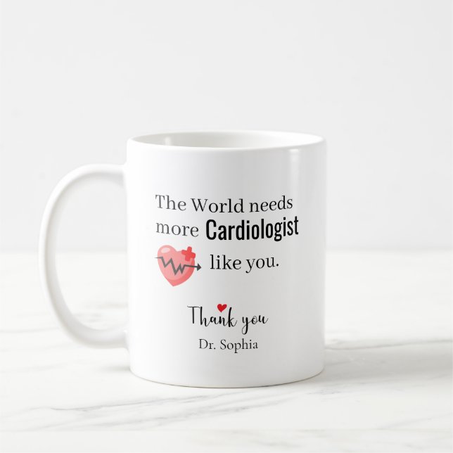 Thank You Cardiologist Custom Name Coffee Mug (Left)