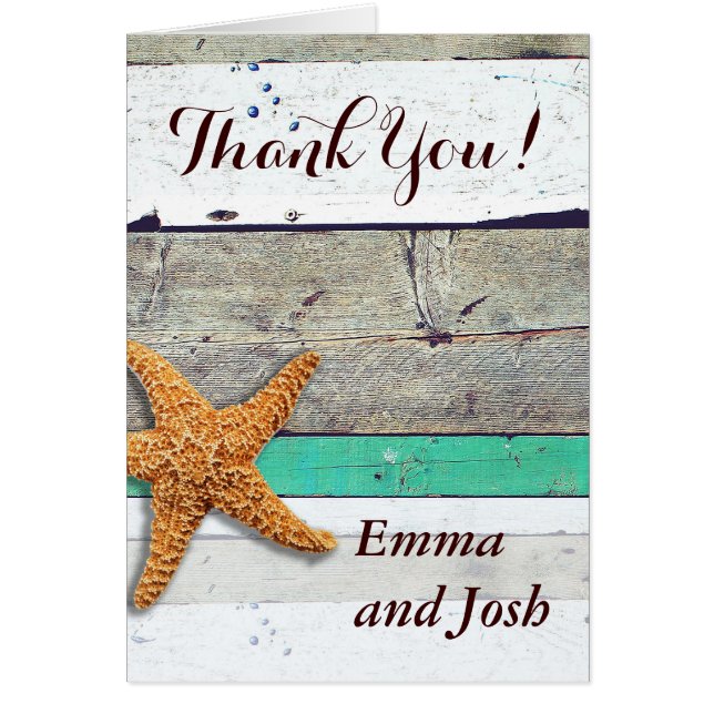 Thank You Cards Beachy Wedding Template Customise (Front)