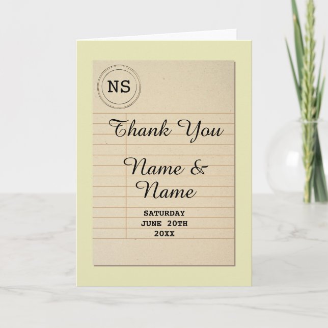 Thank You Cards Bridal Library Wedding Author (Front)