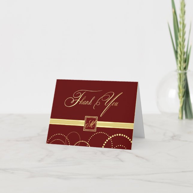 Thank You Cards - Burgundy & Gold - Custom (Front)