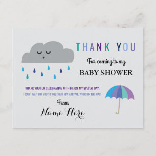 Thank You Cards Cloud Baby Shower Sprinkle Rain