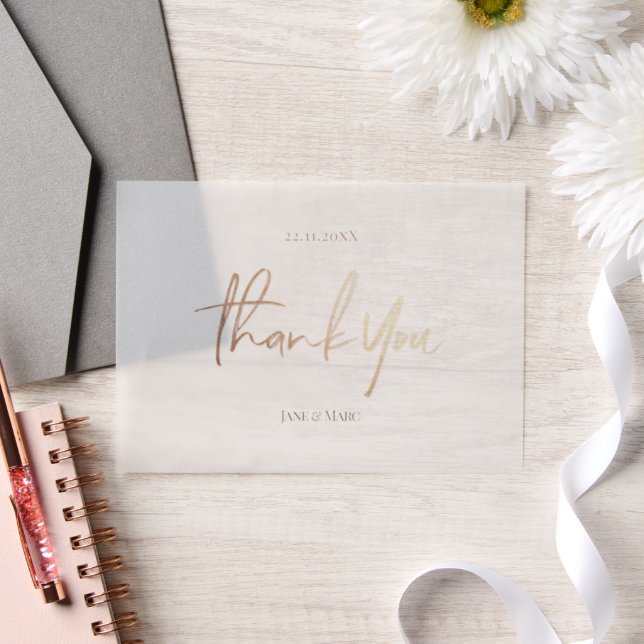 Thank You Cards Elegant Script Vellum Card (Wedding)