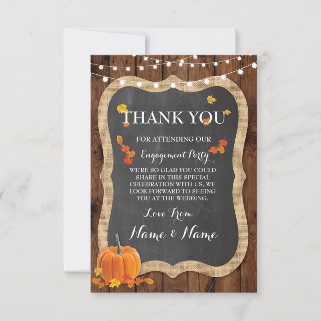 Thank You Cards Fall Pumpkin Wood Rustic Winter (Front)