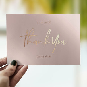 Thank You Cards Faux Foil Rosegold Postcard
