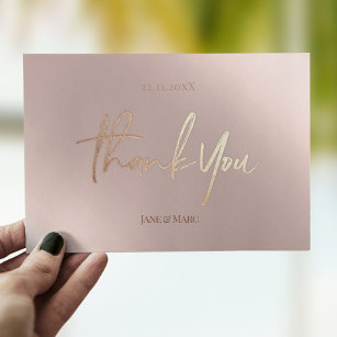 Thank You Cards Faux Foil Rosegold Postcard