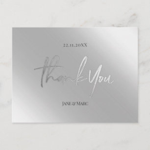 Thank You Cards Faux Silver Metal Foil Postcard