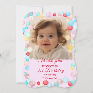 Thank You Cards for 1st Birthday With Photo