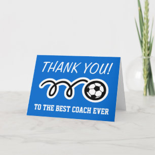 Thank you cards for soccer coach   Customisable