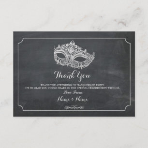 Thank You Cards Masquerade Mask Party Silver