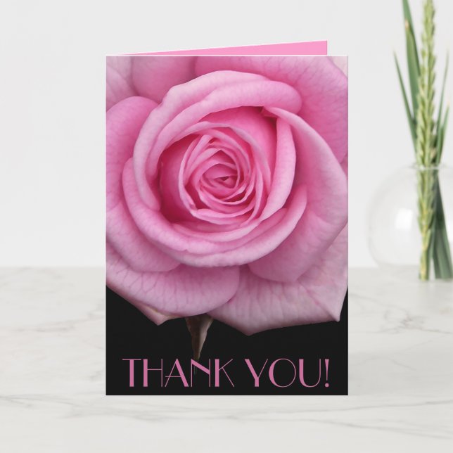 Thank You Cards Pink Flowers Custom Greeting Card (Front)