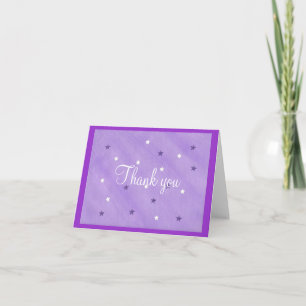 Thank you cards, purple and white stars
